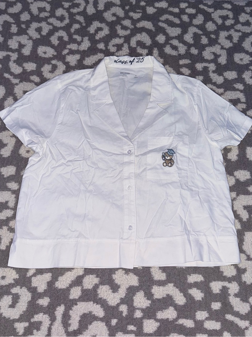 Hollister White SLEEP Shirt with Navy 'Class of '25' Embroidery Graduation